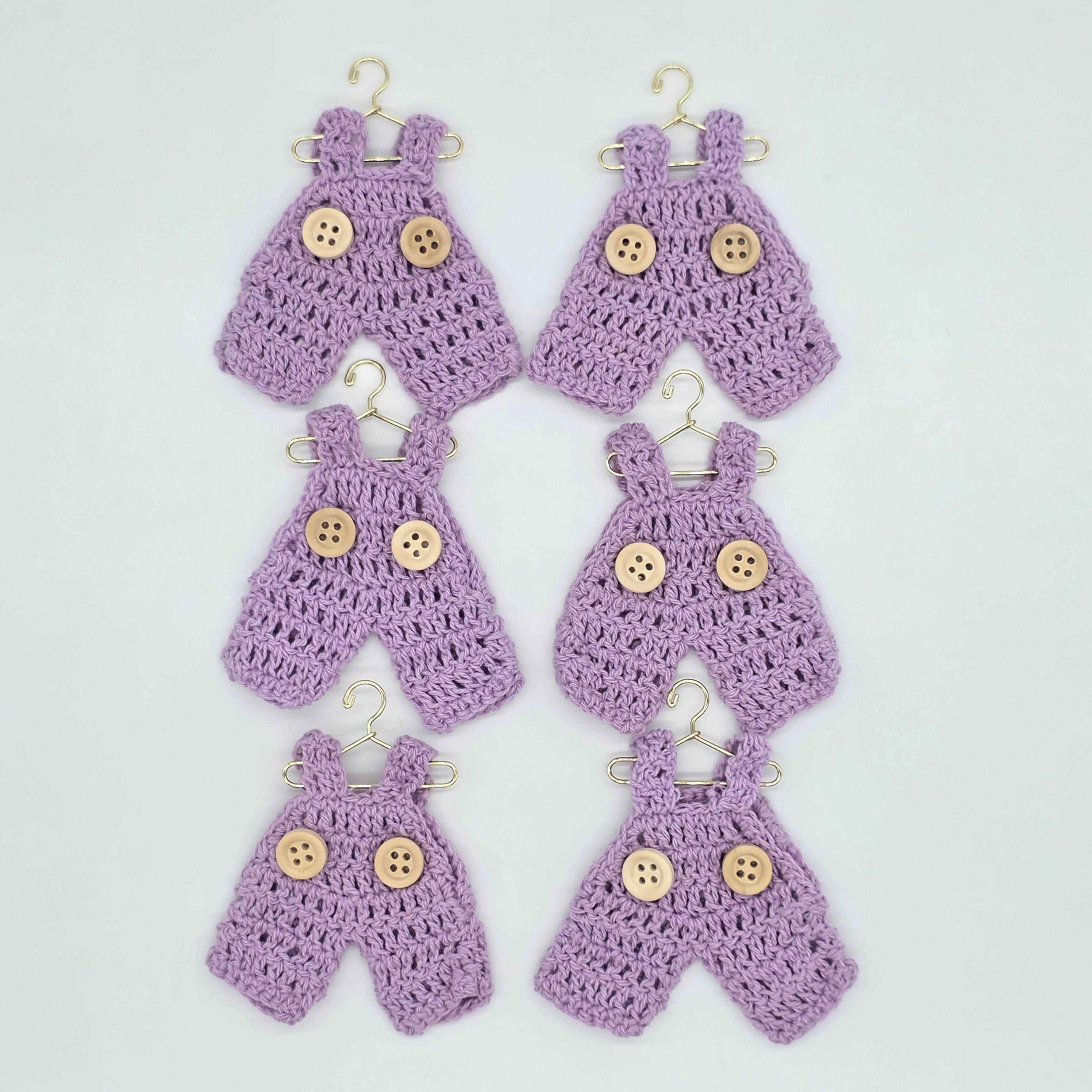 Tiny Crochet Lilac Overalls | Unique Party Gift & Party Favors for Baby Showers & Birthdays