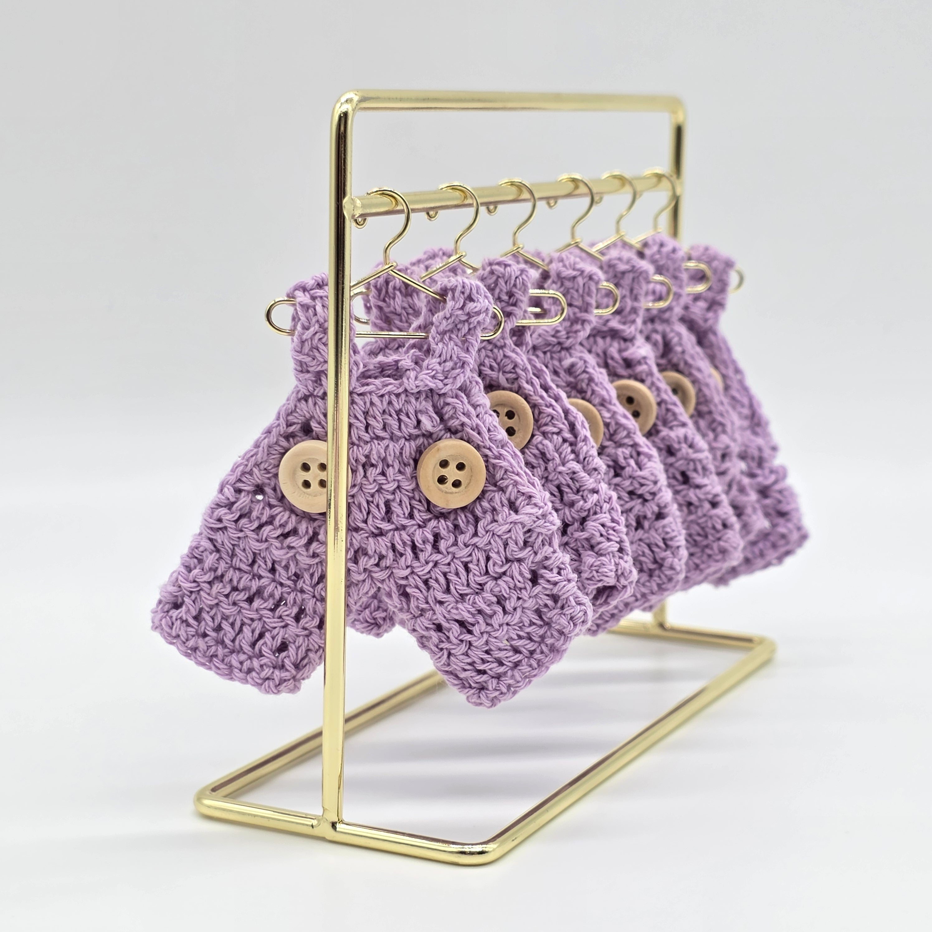 Tiny Crochet Lilac Overalls | Unique Party Gift & Party Favors for Baby Showers & Birthdays