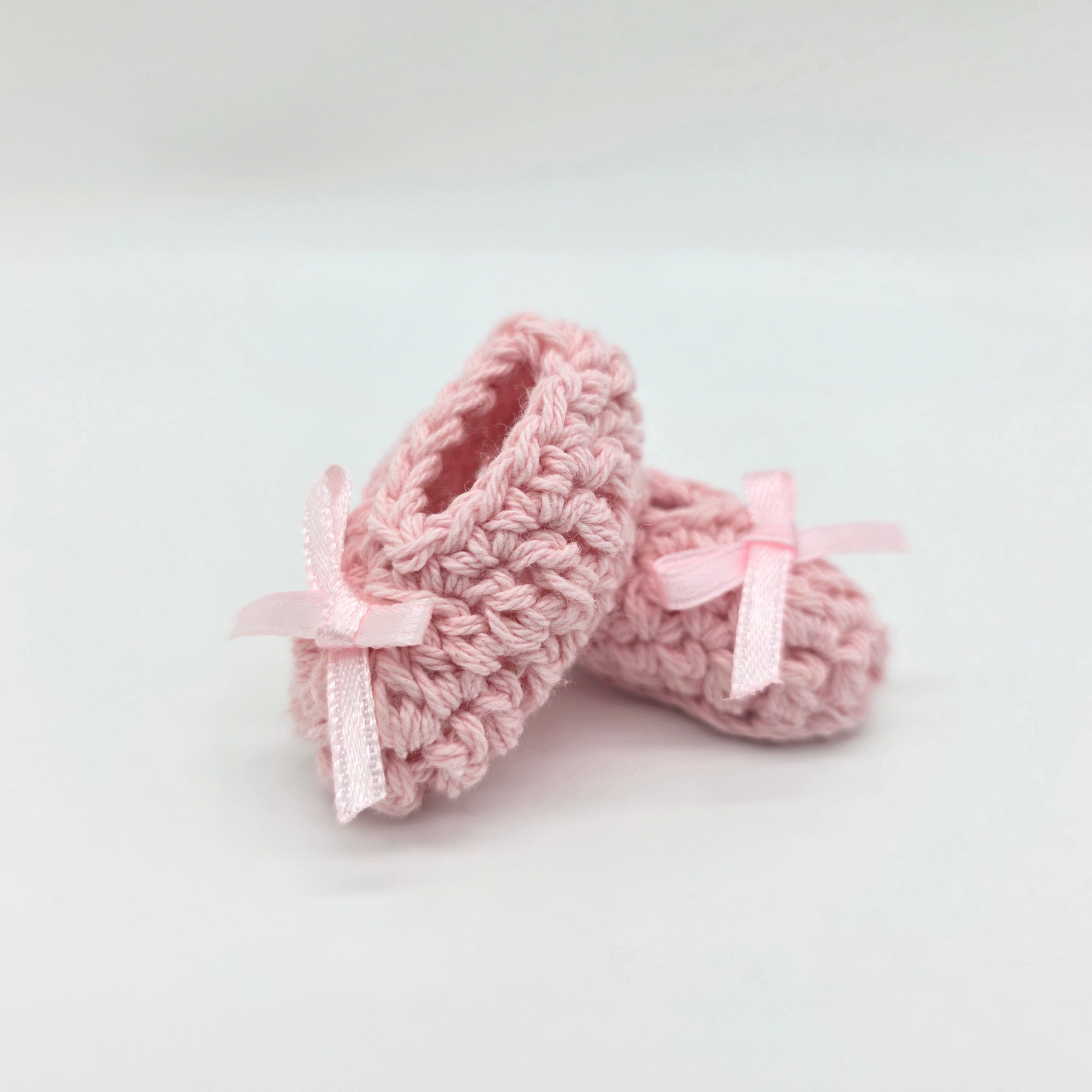 6 Pairs Tiny Crochet Baby Booties Party Gifts - Pink Miniature Knit Shoes for Party Favor and Party Decor | Baby Shower Essentials
