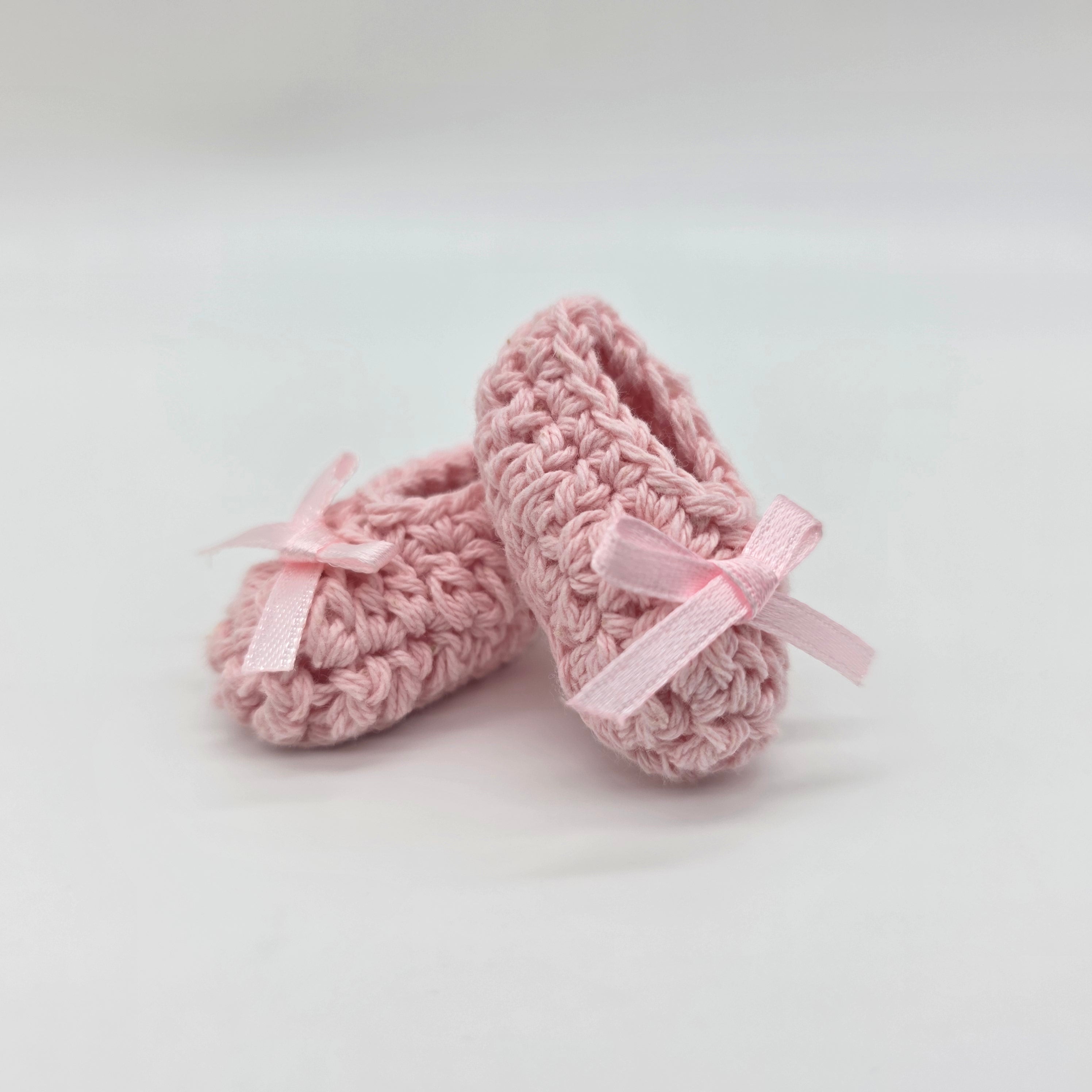 6 Pairs Tiny Crochet Baby Booties Party Gifts - Pink Miniature Knit Shoes for Party Favor and Party Decor | Baby Shower Essentials