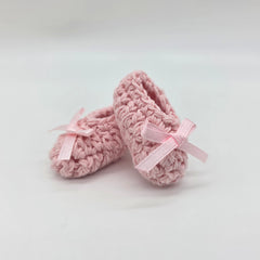 6 Pairs Tiny Crochet Baby Booties Party Gifts - Pink Miniature Knit Shoes for Party Favor and Party Decor | Baby Shower Essentials
