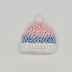 6 Pcs Tiny Crochet Beanies Party Gifts - Pastel Pink & Blue Miniature Hats for Party Favor, Party Gift, and Party Decor | Baby Shower Ready