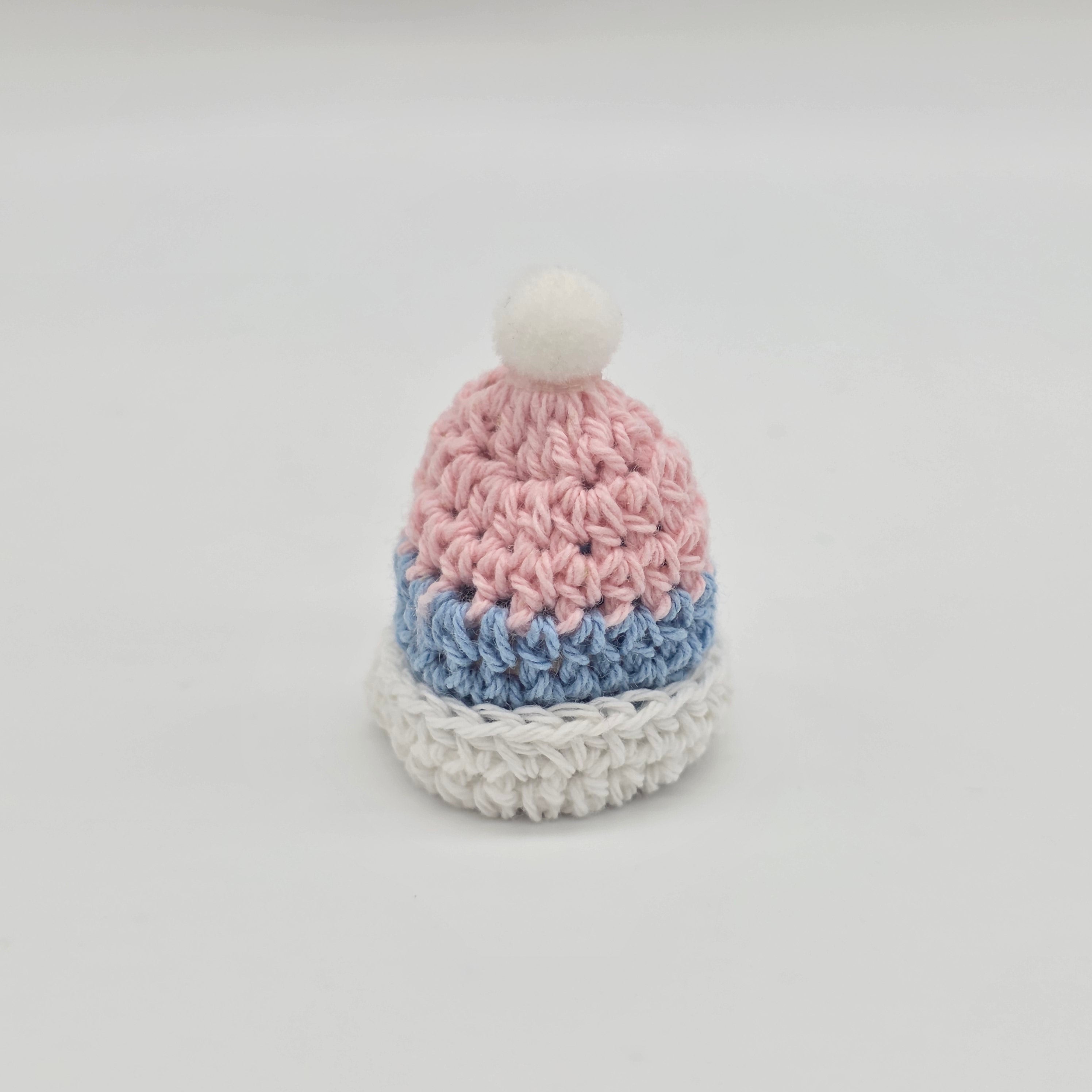 6 Pcs Tiny Crochet Beanies Party Gifts - Pastel Pink & Blue Miniature Hats for Party Favor, Party Gift, and Party Decor | Baby Shower Ready