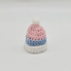 6 Pcs Tiny Crochet Beanies Party Gifts - Pastel Pink & Blue Miniature Hats for Party Favor, Party Gift, and Party Decor | Baby Shower Ready
