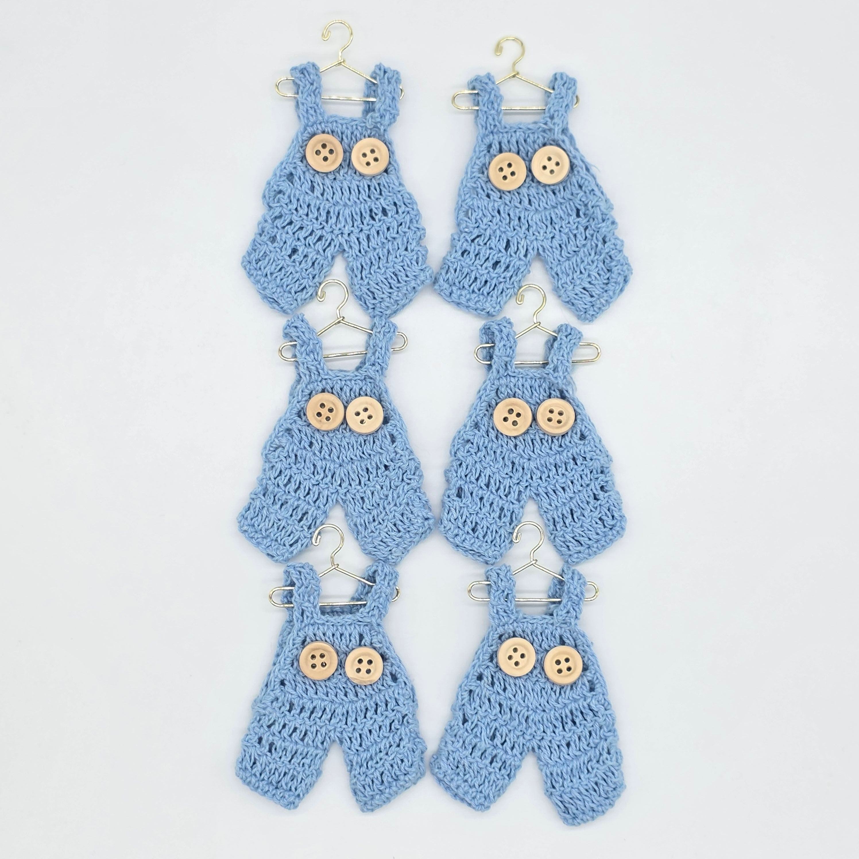 6pc Mini Crochet Blue Overalls Party Gift - Crochet Party Favor for Baby Shower, Gender Reveal & Baptism | Handmade Tiny Decors and Favors
