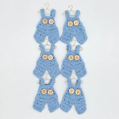 6pc Mini Crochet Blue Overalls Party Gift - Crochet Party Favor for Baby Shower, Gender Reveal & Baptism | Handmade Tiny Decors and Favors