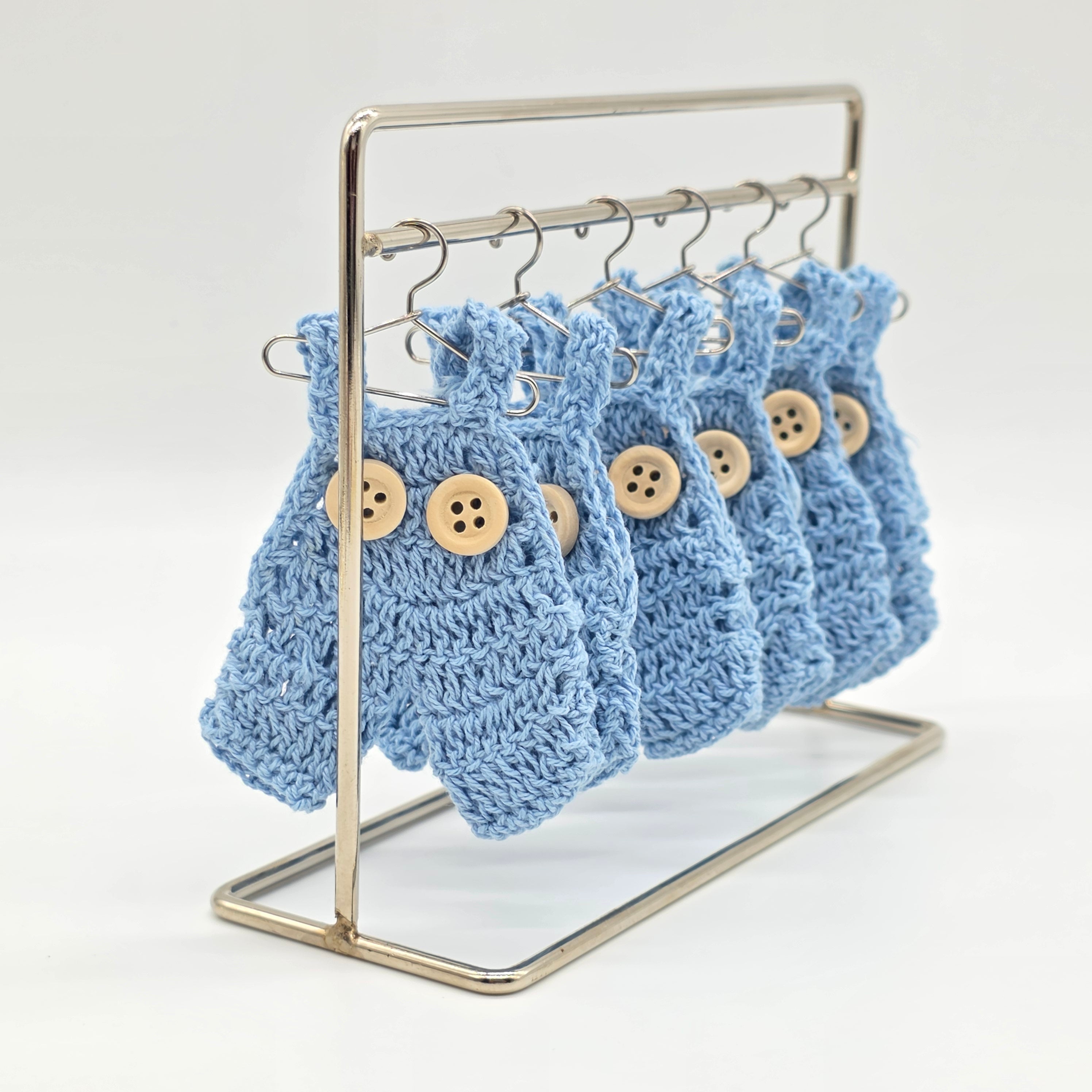 6pc Mini Crochet Blue Overalls Party Gift - Crochet Party Favor for Baby Shower, Gender Reveal & Baptism | Handmade Tiny Decors and Favors