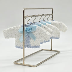 Handmade Tiny Crochet Baby Blue Party Favors – 6pc Mini Sweater Party Gift Set for Baby Showers, Baptism & Gender Reveal