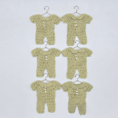 Sage Green Crochet Mini Onesie Party Favor - Set of 6 Boho Baby Shower Party Gift & Decor with Hanger & Rack Options
