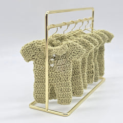 Sage Green Crochet Mini Onesie Party Favor - Set of 6 Boho Baby Shower Party Gift & Decor with Hanger & Rack Options