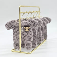 Mini Crochet Baby Romper Party Favor with Laser Engraved Elephant - Set of 6 Party Gift