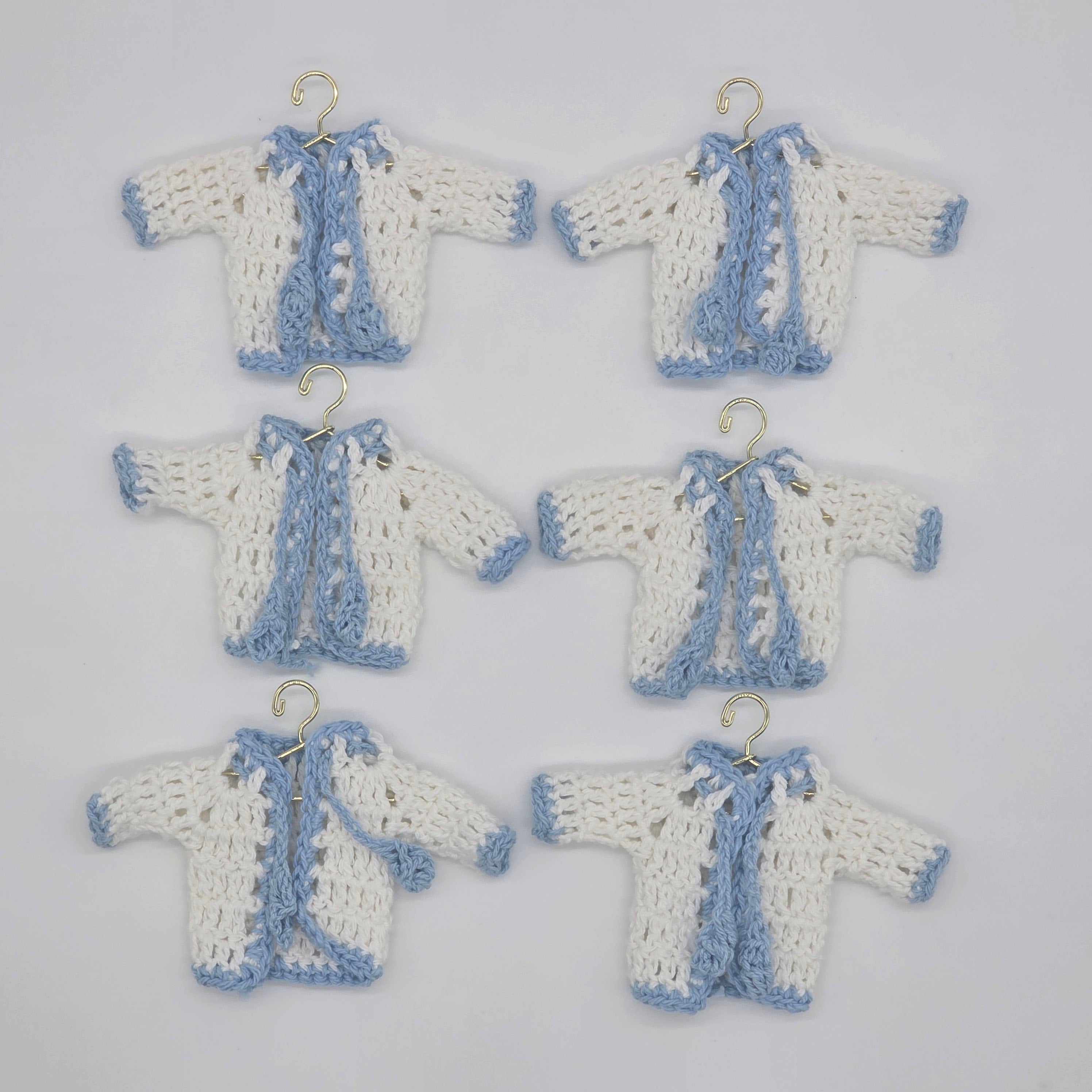 Set of 6 Mini Crochet Baby Jackets - Handcrafted Party Favors & Party Gift for Baby Showers, Baptisms & Birthdays | Custom Rack Options