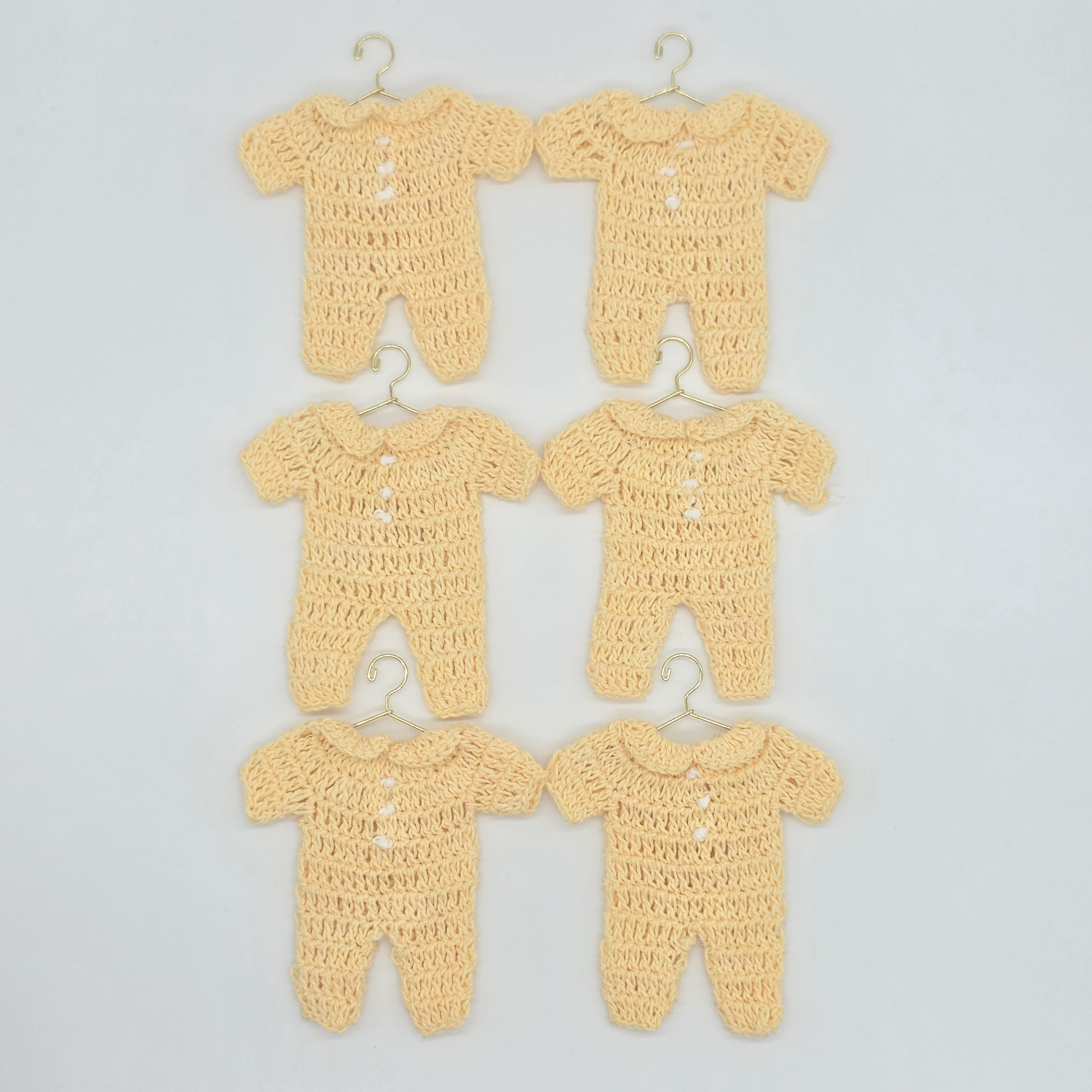 Mini Crochet Yellow Onesies - Perfect Party Favors & Party Gifts for Baby Showers | Handmade Tiny Clothes Set of 6