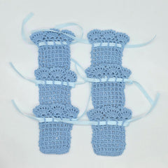 Mini Crochet Favor Bags Set of 6 | Party Favors & Party Gift Bags for Baby Shower, Weddings & Bridal Events - Baby Pink, White, or Baby Blue