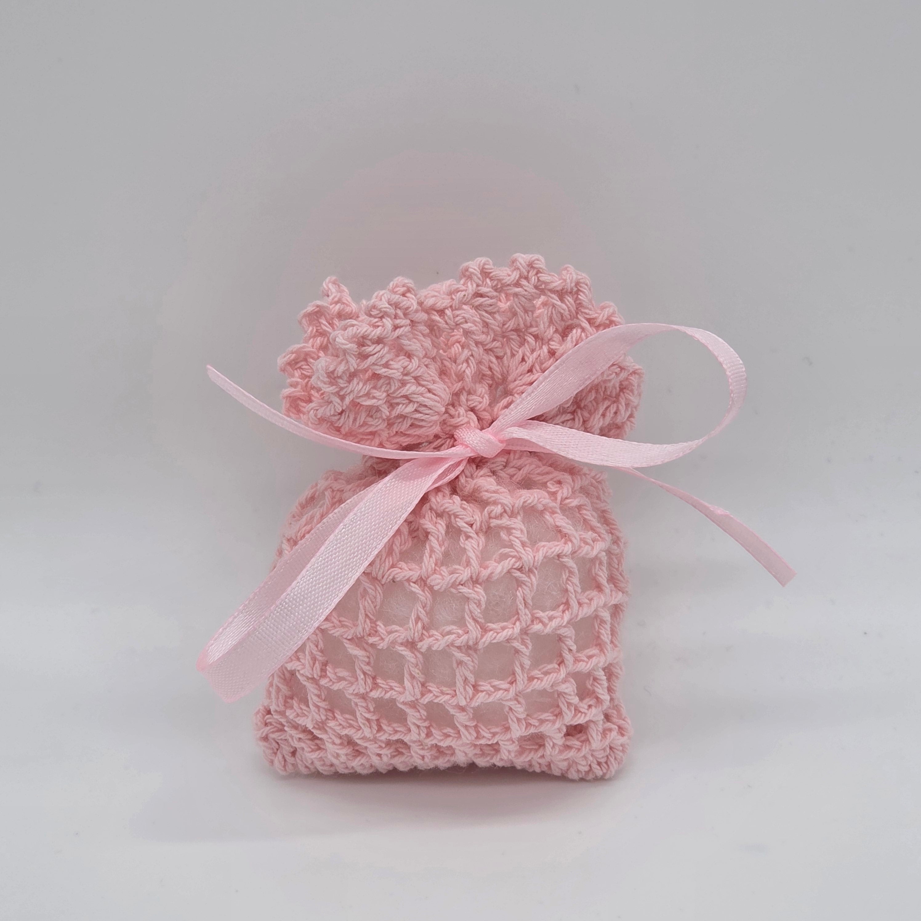 Mini Crochet Favor Bags Set of 6 | Party Favors & Party Gift Bags for Baby Shower, Weddings & Bridal Events - Baby Pink, White, or Baby Blue