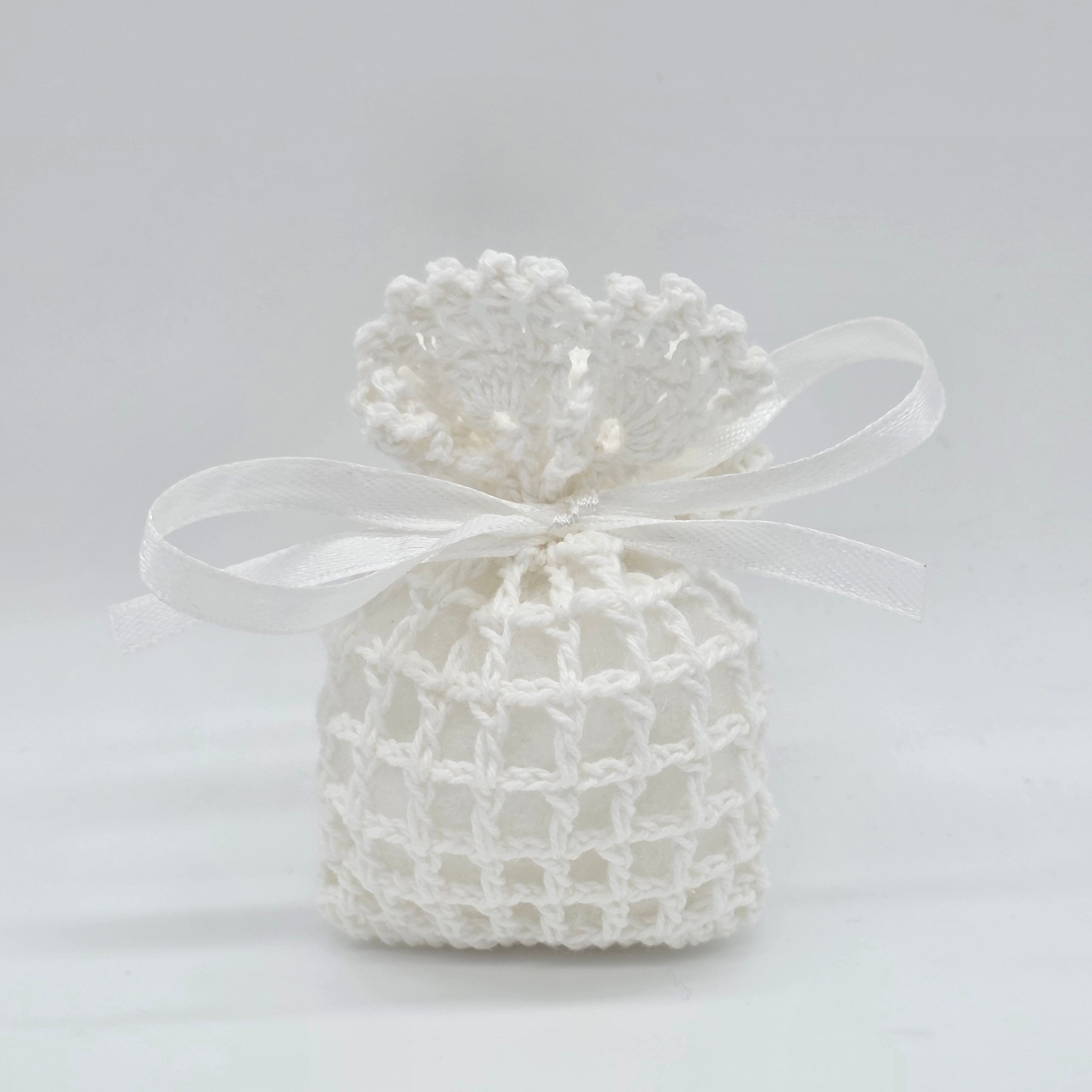 Mini Crochet Favor Bags Set of 6 | Party Favors & Party Gift Bags for Baby Shower, Weddings & Bridal Events - Baby Pink, White, or Baby Blue