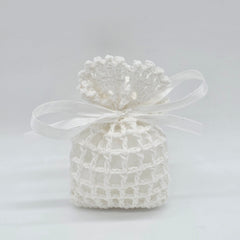 Mini Crochet Favor Bags Set of 6 | Party Favors & Party Gift Bags for Baby Shower, Weddings & Bridal Events - Baby Pink, White, or Baby Blue