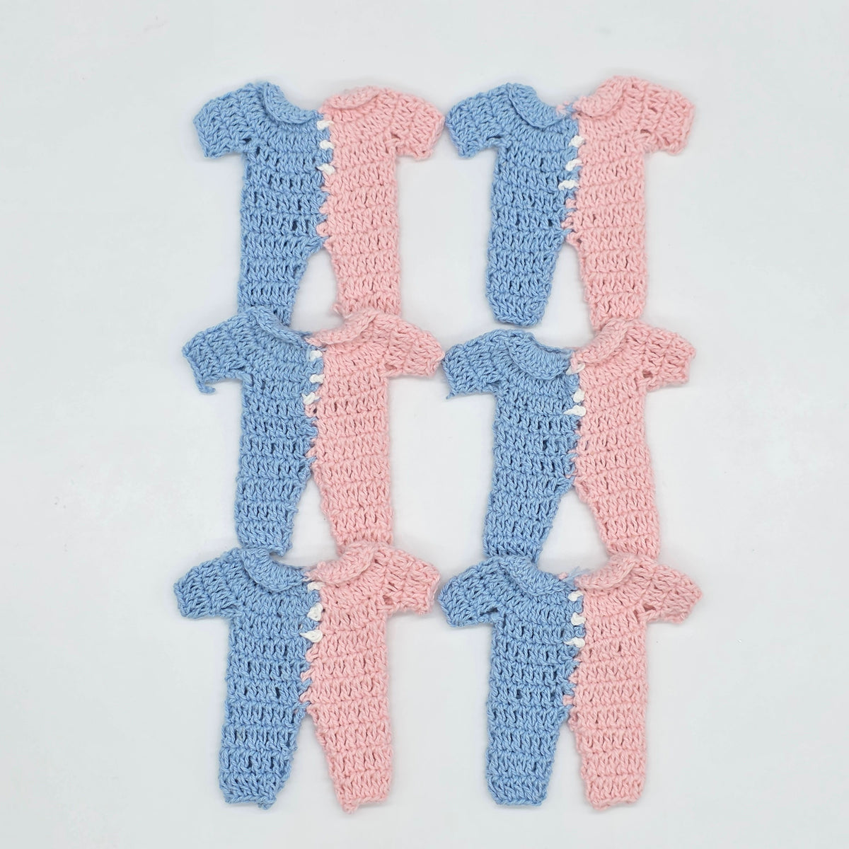 Gender Reveal Crochet Favors. Half Pink Half Blue Mini Onesies Party Gifts | Baby Shower Decor & Keepsake Gifts (Set of 6)