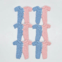 Gender Reveal Crochet Favors. Half Pink Half Blue Mini Onesies Party Gifts | Baby Shower Decor & Keepsake Gifts (Set of 6)