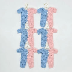 Gender Reveal Crochet Favors. Half Pink Half Blue Mini Onesies Party Gifts | Baby Shower Decor & Keepsake Gifts (Set of 6)