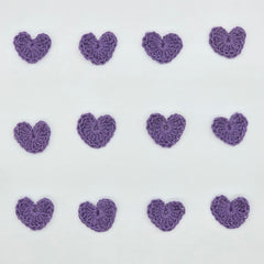 Tiny Purple Crochet Hearts Appliques Set of 12 - 1 Inch Small Knit Heart Embellishments for Scrapbooking, Valentine Crafts, Party Favors