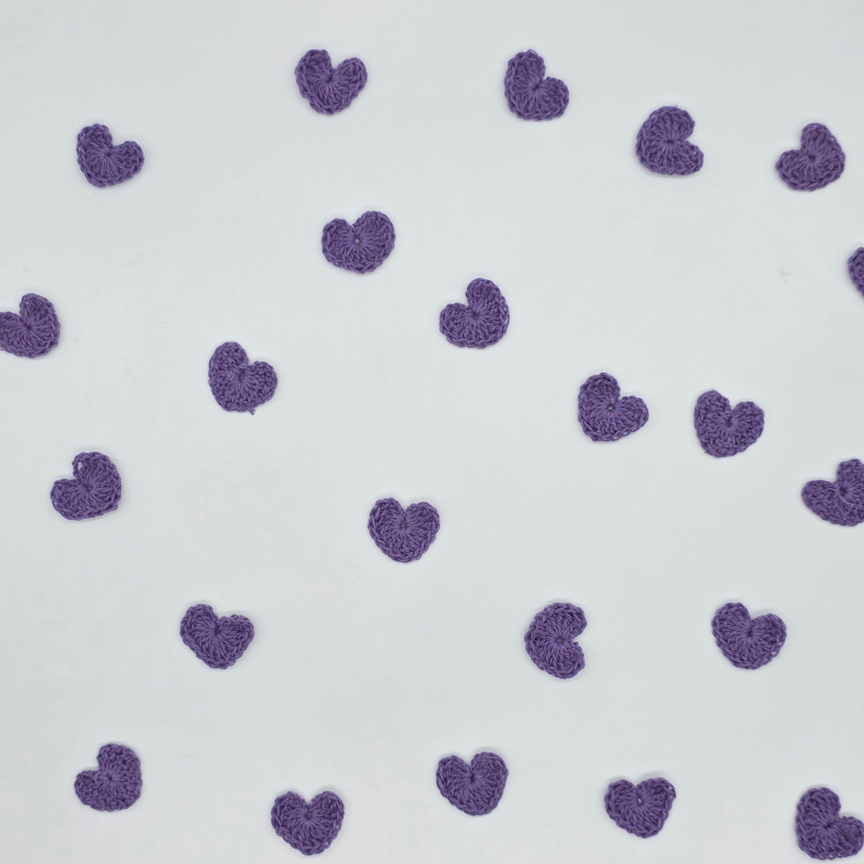 Tiny Purple Crochet Hearts Appliques Set of 12 - 1 Inch Small Knit Heart Embellishments for Scrapbooking, Valentine Crafts, Party Favors