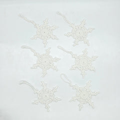 Set of 12 Crochet Snowflake Ornaments, White Star Christmas Tree Decor, Handmade Cotton Snowflakes, Winter Wonderland Garland