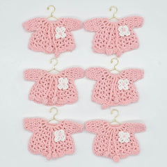 Pink Crochet Mini Sweater Baby Shower Favors - Set of 6 Cute Tiny Flower Clothes Garland Girl 1st Birthday Gender Reveal Decorations