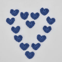 Set of 12 Tiny Blue Crochet Hearts - 1 inch Mini Hand-Stitched Appliques for Scrapbooking, Crafts & Table Scatter
