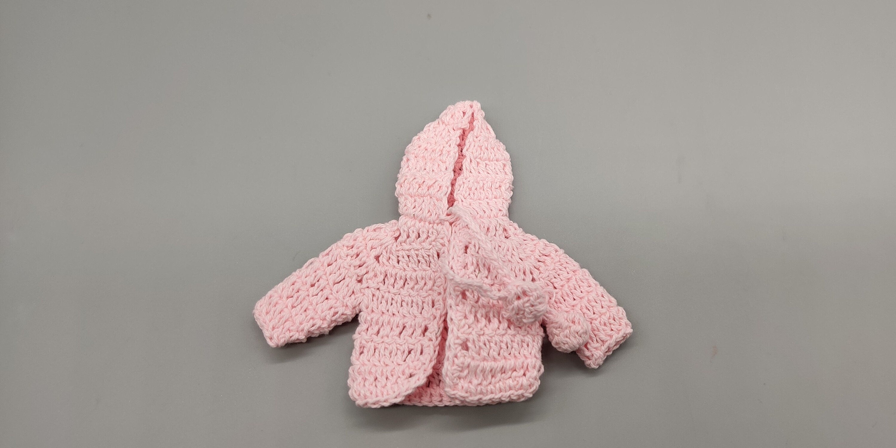 Crochet mini hoodie jacket, baby pink with hoodie, cute favors, baby shower, baby welcome, crochet favors, baby shower favours, Set of 4