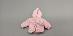 Crochet mini hoodie jacket, baby pink with hoodie, cute favors, baby shower, baby welcome, crochet favors, baby shower favours, Set of 4