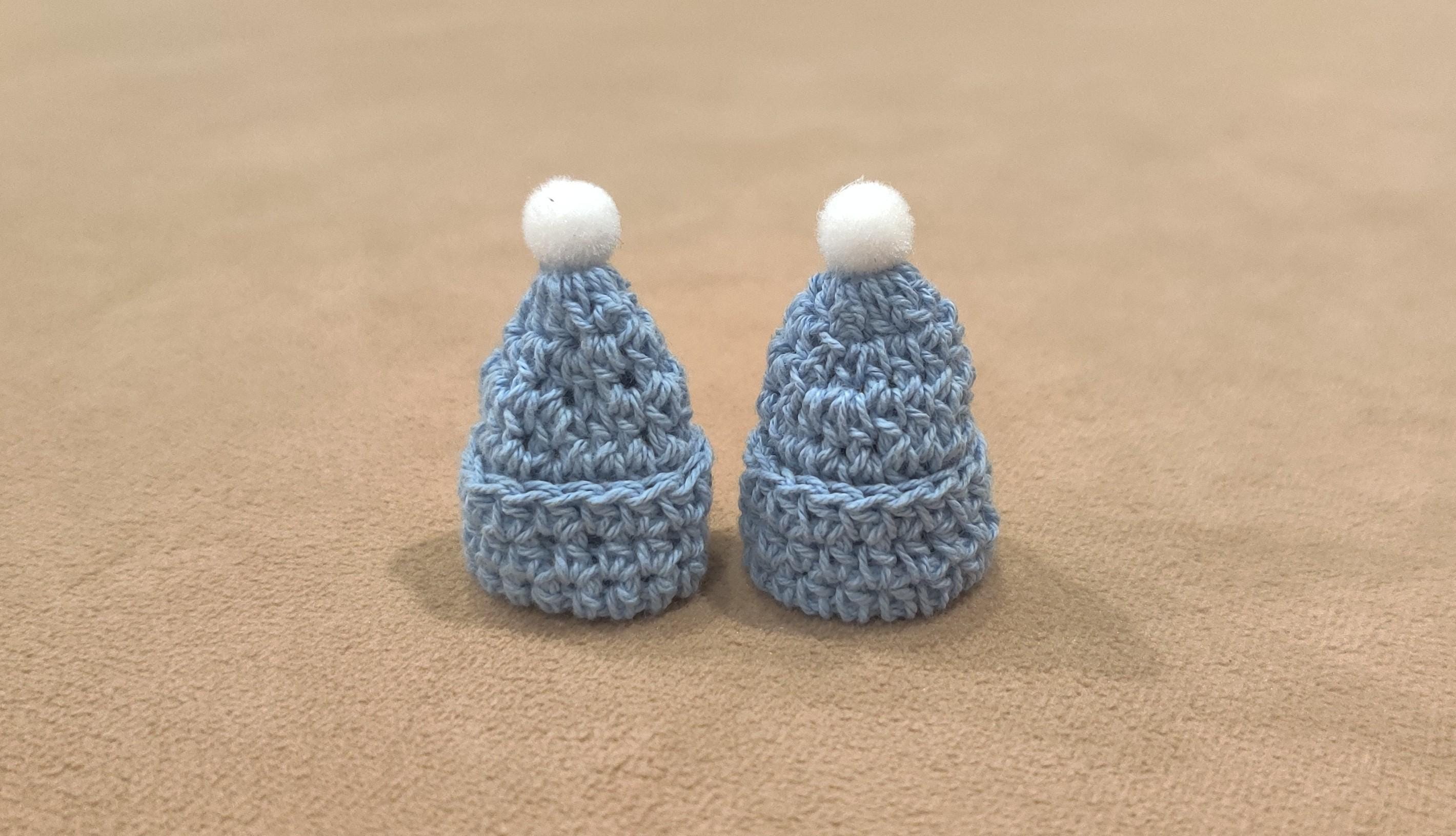 Baby Blue Mini Crochet Beanie, Mini Beanie Favors, Baby Shower Favors, Mini Hat, Baby Welcome Favors, Knit Favors, Crochet Favors, Set of 6