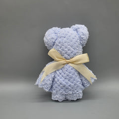 Chic Teddy Bear Towel Favors | Set of 6 Luxury Microfiber Baby Shower Gifts | Frosted Bag