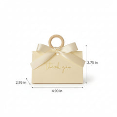 Elegant Wedding Favor Boxes with Wooden Handle & Ribbon - "Thank You" Guest Gift Box - Party Favor Boxes & Party Gifts  - Set of 12