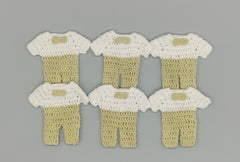 Crochet Baby Outfit Favors | Sage Green Mini Overalls | Gender Neutral Baby Shower Decorations | Baptism Favors | Set of 6 | Baby Welcome