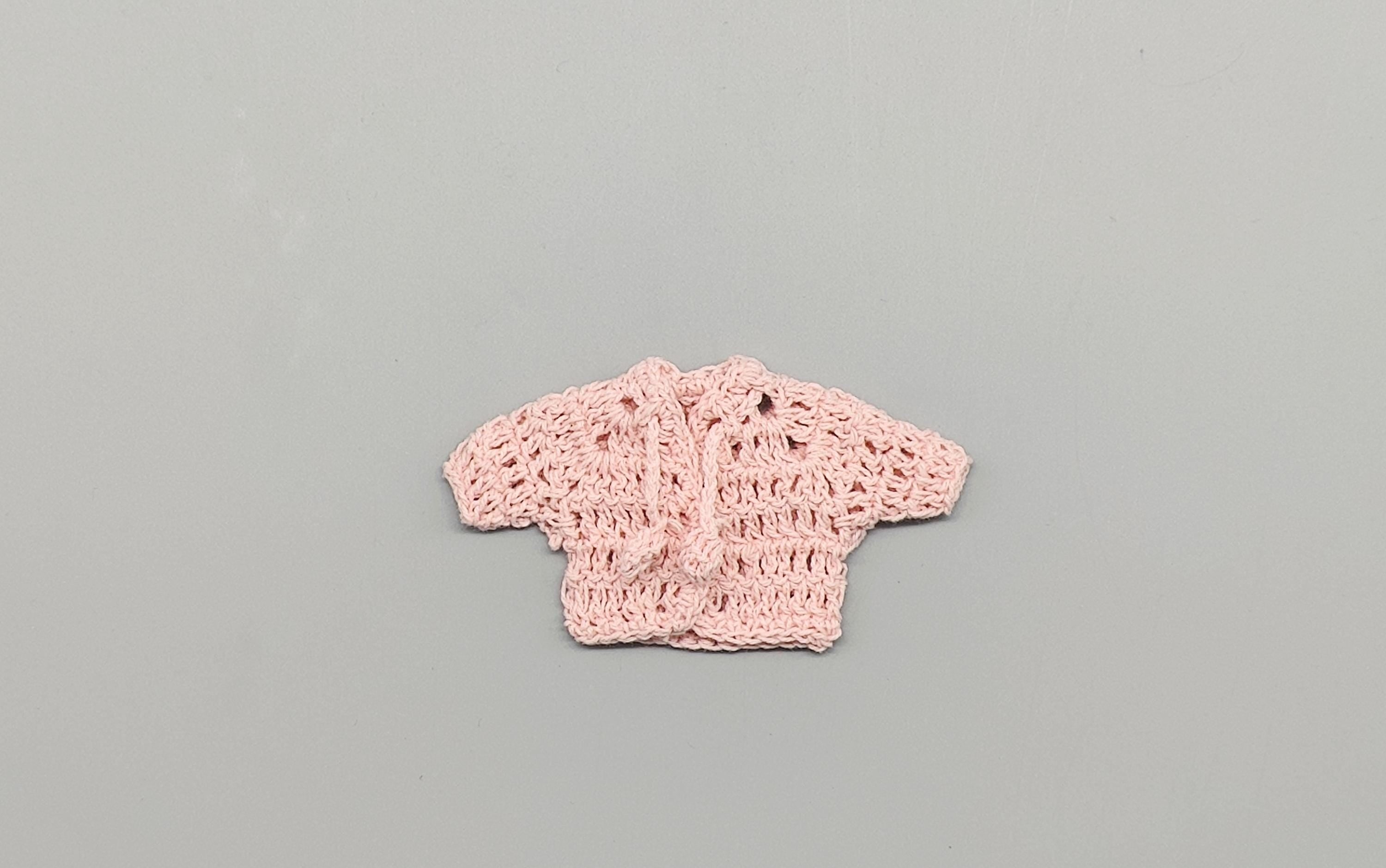 Baby pink knit crochet mini jacket with twisted cord ties, cute favors, baby shower / welcome, crochet favors, baby shower favours, Set of 6