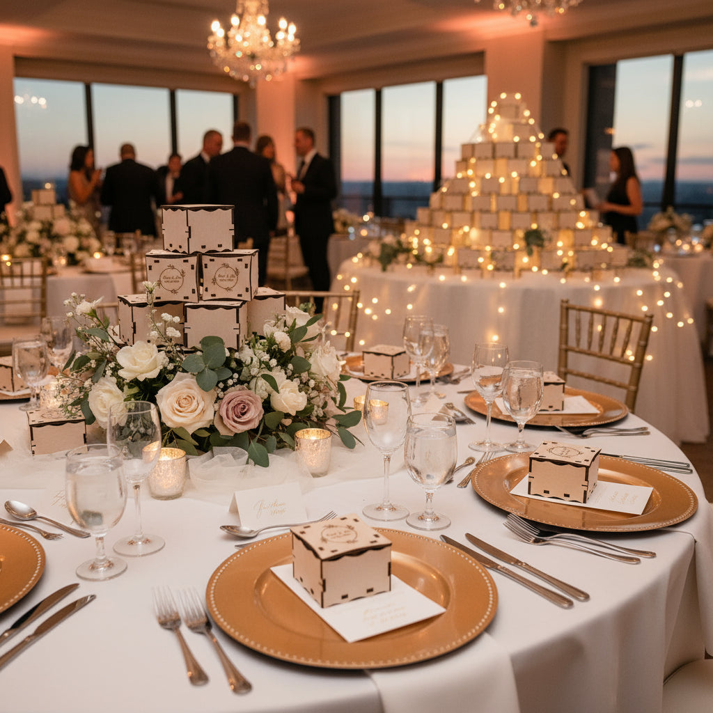 Personalized Wooden Wedding Favor Boxes - Bridal Shower Gift - Set of 12 - Custom Rustic Wedding Favor Box