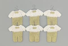 Crochet Baby Outfit Favors | Sage Green Mini Overalls | Gender Neutral Baby Shower Decorations | Baptism Favors | Set of 6 | Baby Welcome