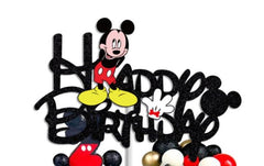 Mickey Mouse Inspired Birthday Cake Topper: Glittery Black Party Decor