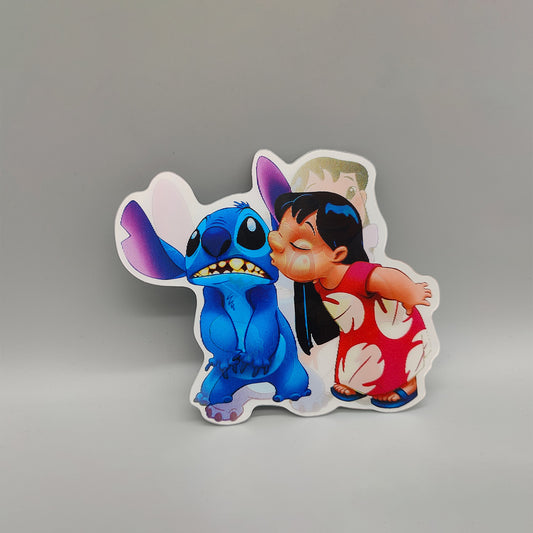 3D Blue Dog & Friend Lenticular Sticker – Waterproof Decal