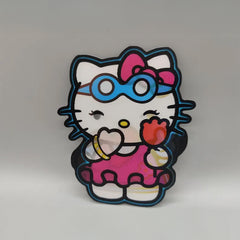 3D Hello Kitty Lenticular Sticker – Heart & Rose Design, Waterproof