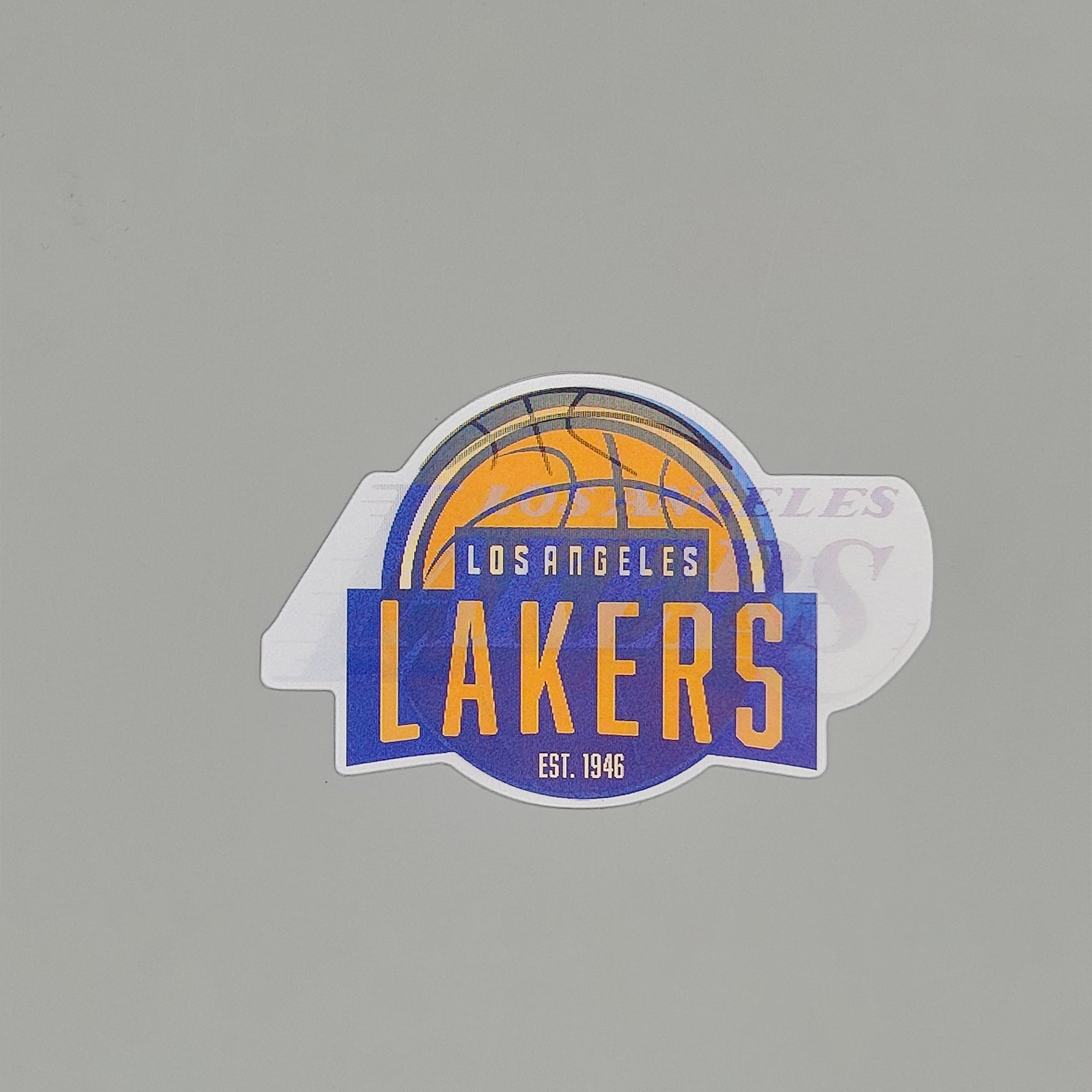3D Lenticular Lakers Sticker – Purple & Gold Basketball Decal