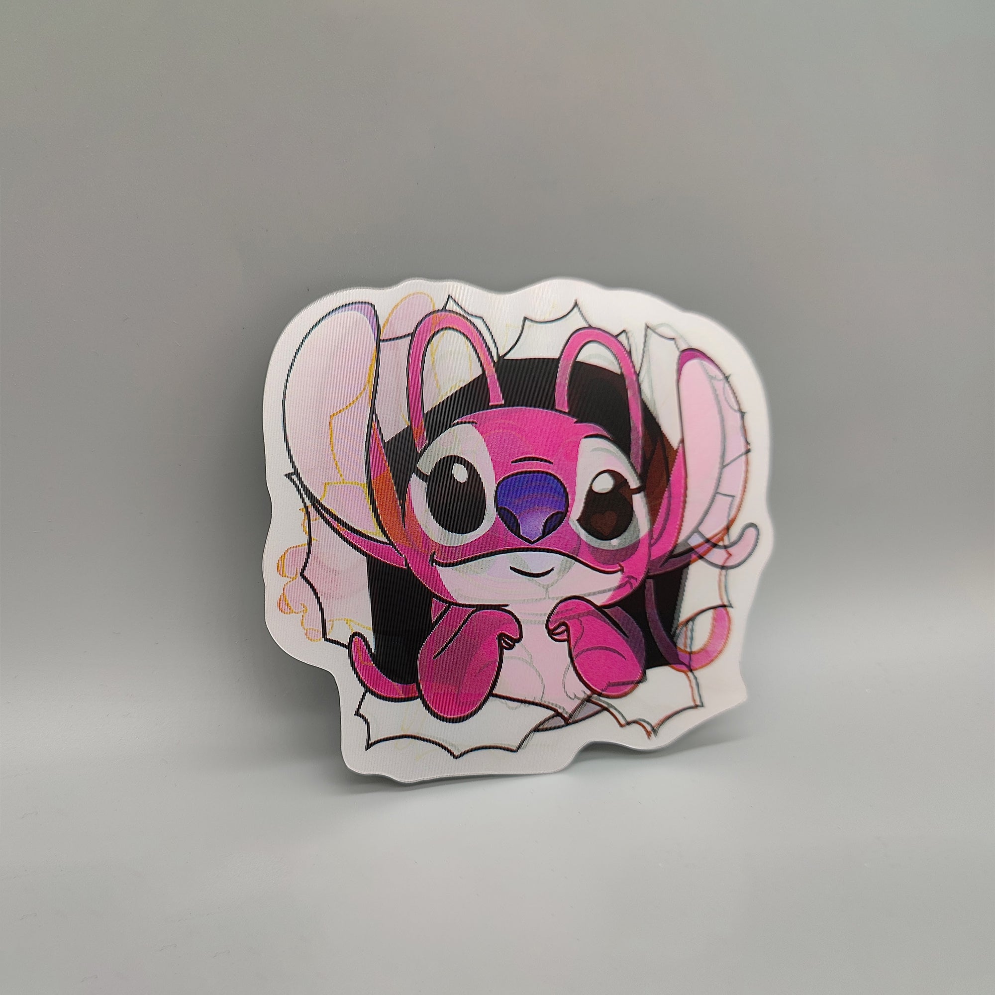 3D Pink Extraterrestrial Dog Lenticular Sticker – Waterproof Decal