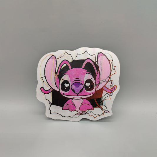 3D Pink Extraterrestrial Dog Lenticular Sticker – Waterproof Decal