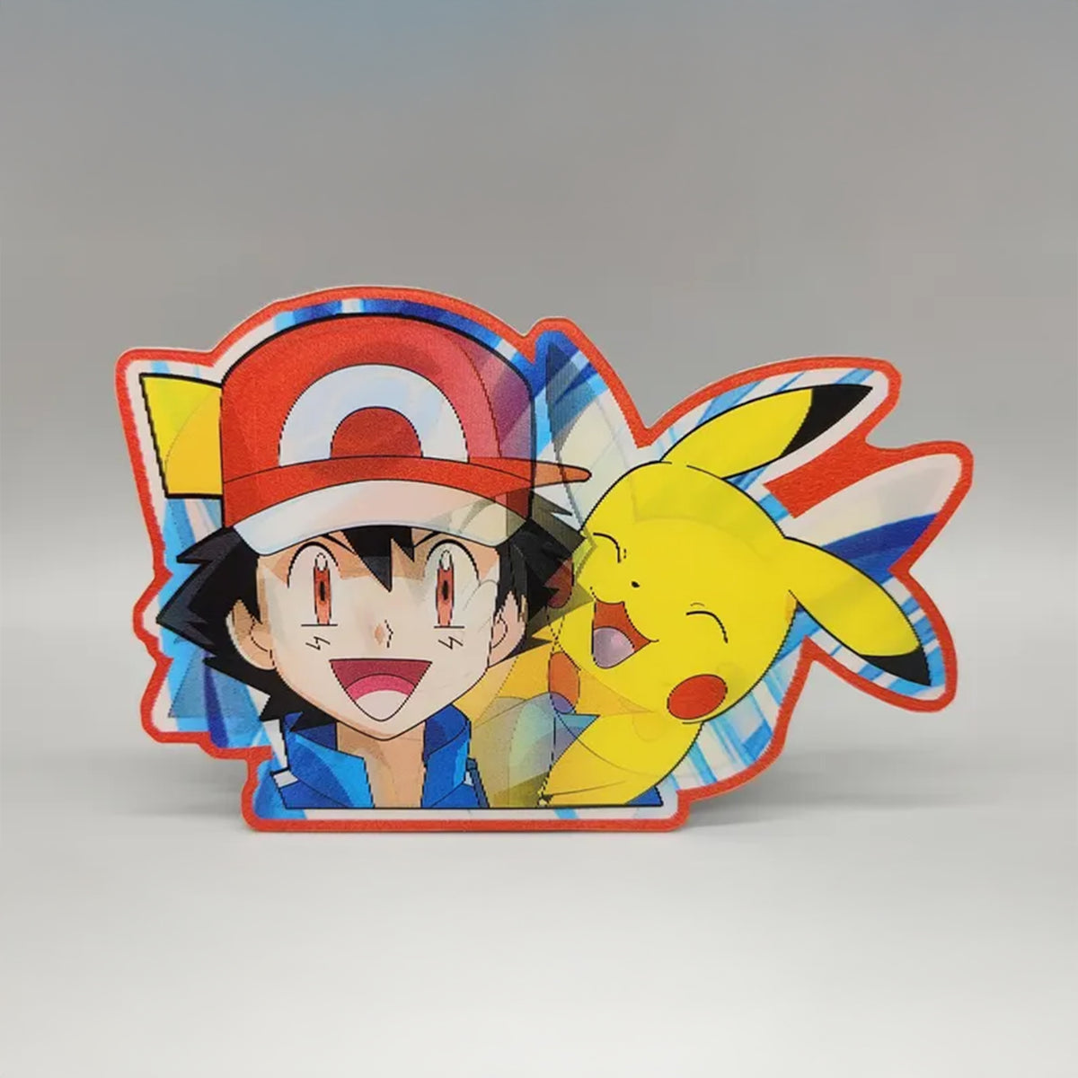 3D Pokémon & Ash Ketchum Lenticular Sticker – Dynamic Anime Decal