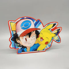 3D Pokémon & Ash Ketchum Lenticular Sticker – Dynamic Anime Decal