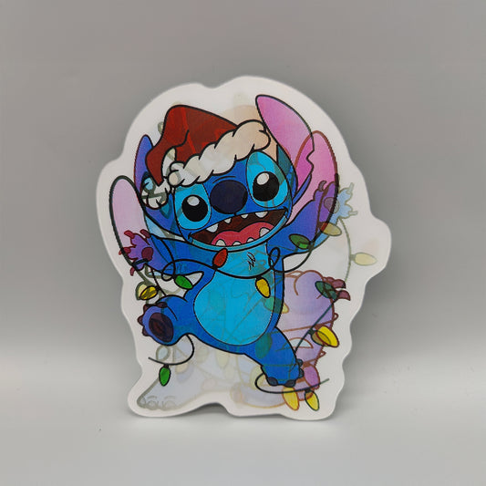 3D Stitch Lenticular Sticker – Christmas Edition, Waterproof Decal