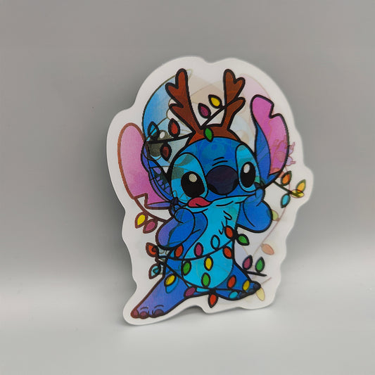 3D Stitch Lenticular Sticker – Christmas Edition, Waterproof Decal