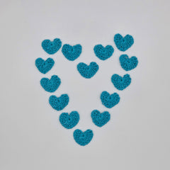 Set of 12 Tiny Turquoise Crochet Hearts - 1inch Mini Hand-Stitched Appliques for Scrapbooking, Crafts & Table Scatter