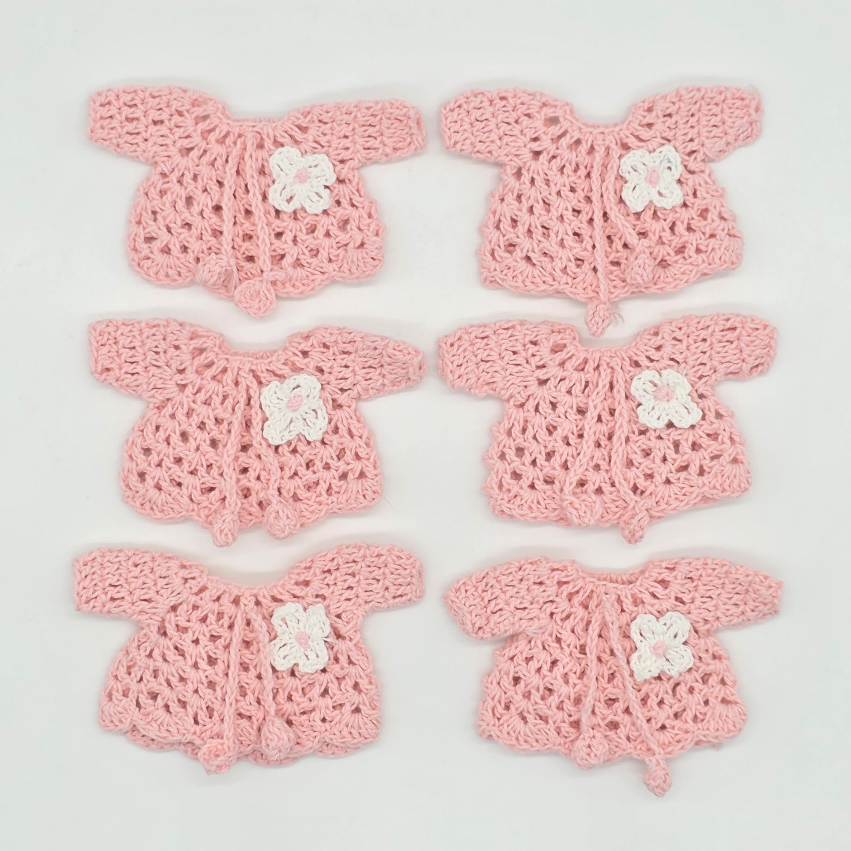 Pink Crochet Mini Sweater Baby Shower Favors - Set of 6 Cute Tiny Flower Clothes Garland Girl 1st Birthday Gender Reveal Decorations
